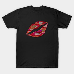 Love - Kiss Lips - Valentine's Day Word Art T-Shirt